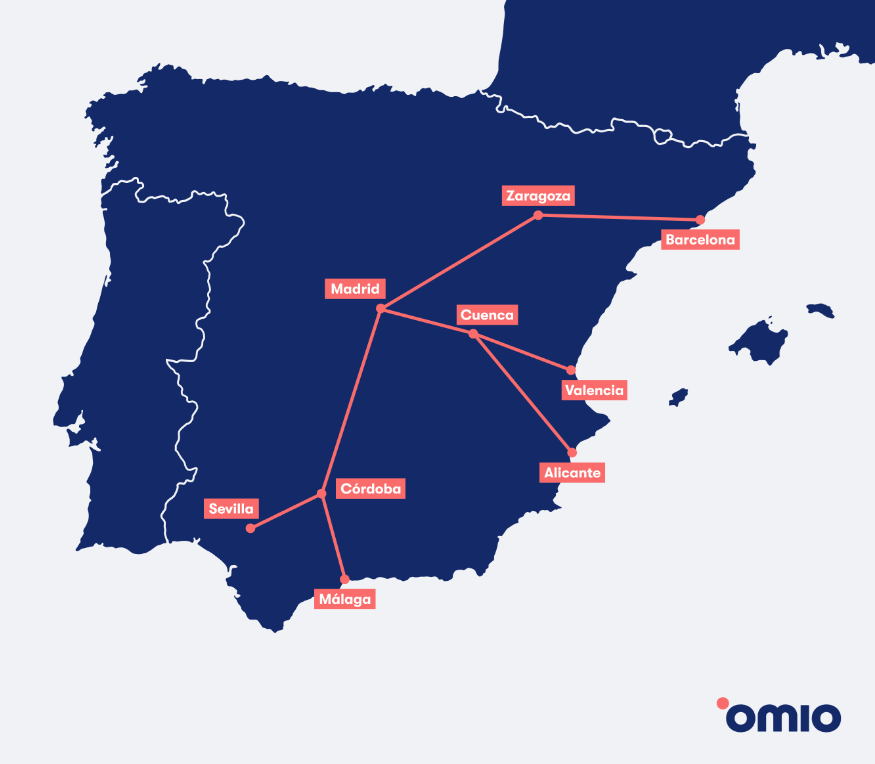 スペイン鉄道の路線図