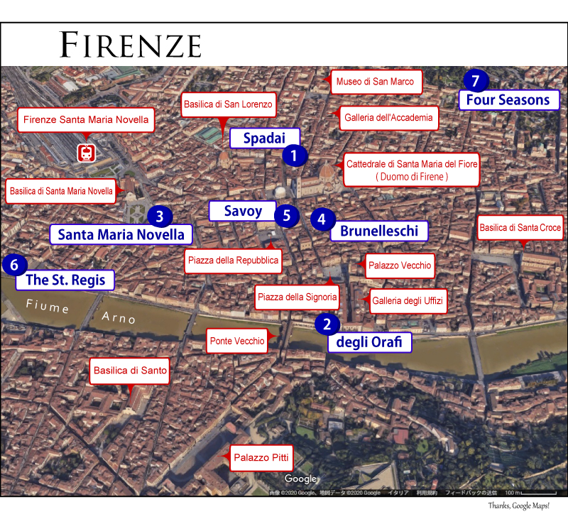 Mappa degli hotel di Firenze