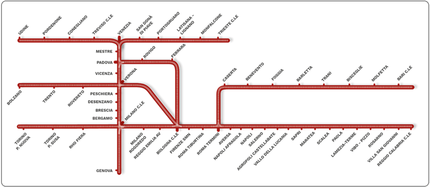 イタロの路線図（2023年）
